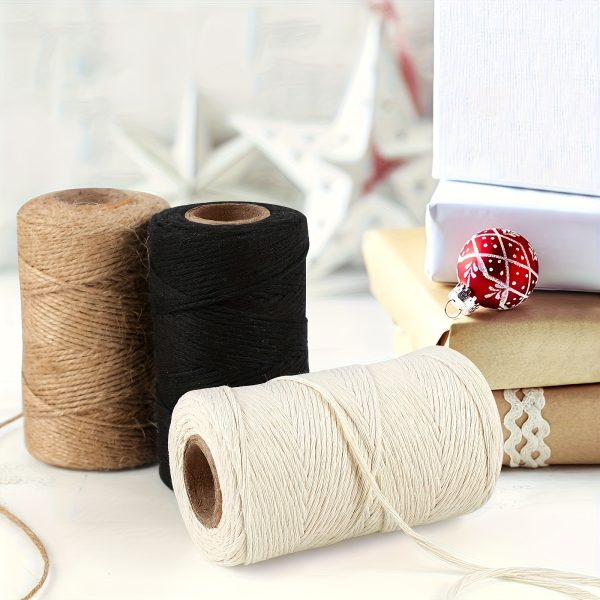 3u002f4 rolls natural jute twine, 2mm thin white cotton rope for crafts, art, gardening, gift wrapping, decoration, packing