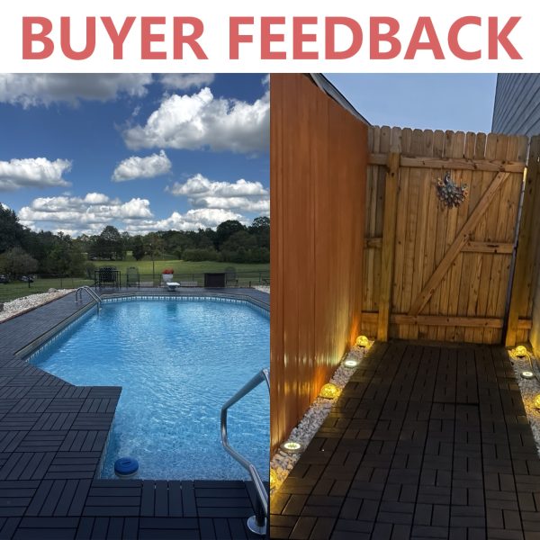 waterproof interlocking deck tiles waterproof anti slip interlocking patio tiles | ideal for garden, walkway, balcony, courtyard and porch decoration, made of plastic material, easy to clean and maintain