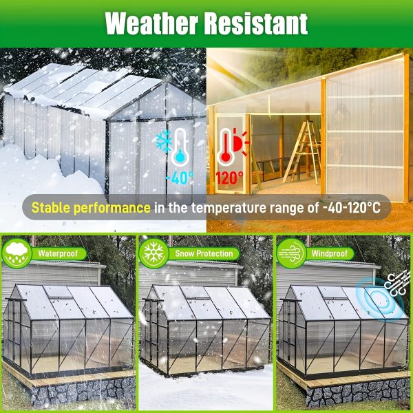 16 pack polycarbonate greenhouse panels, twin wall polycarbonate sheets, greenhouse replacement panels all weather clear roof panels 4' x 2' x 0.12''u002f0.24''u002f0.36''