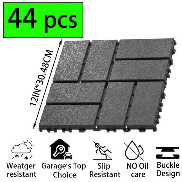 waterproof interlocking deck tiles waterproof anti slip interlocking patio tiles | ideal for garden, walkway, balcony, courtyard and porch decoration, made of plastic material, easy to clean and maintain