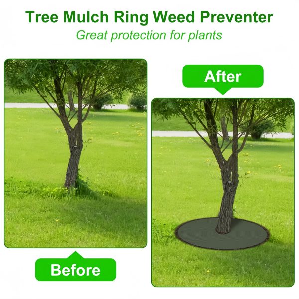 6pcs 16.54u002f 20.47u002f 32.28inch tree mulch ring landscape fabric, non woven weed control round mats, tree protector mat root protect