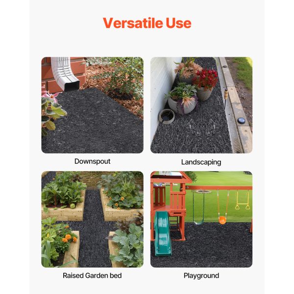 vevor rubber mulch for landscaping, 1 roll u002f2 rollsu002f4 rolls rubber mulch mat 96 inchu002f120 inch, permanent rubber pathway, natural looking black mulch garden edging for plants, vegetables & flower garden barrier