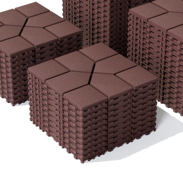 44 pack 12x12 square waterproof outdoor deck tiles interlocking, all weather, slip resistant, easy assembly patio decking for poolside, balcony, backyard