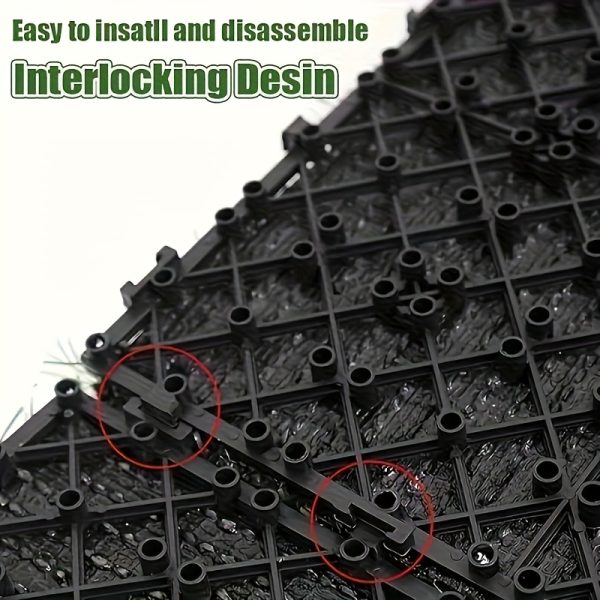 10pcs interlocking grass tiles spliced turf board & permeable pet potty mat with stable backing, 12x12 inch durable plastic outdoor flooring for balcony, patio, garden easy click together installation, patio upgrade, natural look mat, easyinstall mat